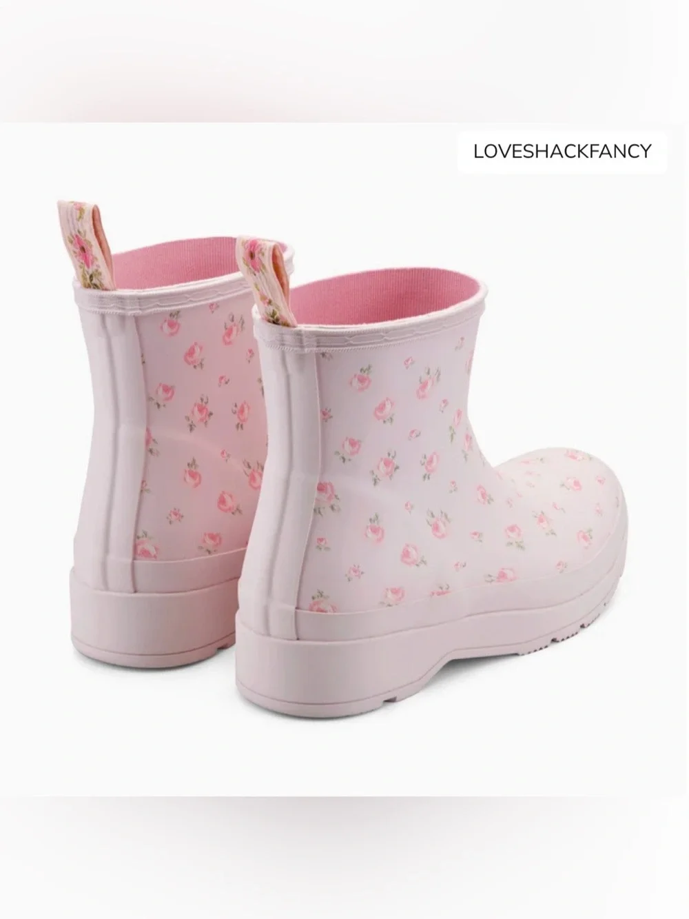 Hunter x LoveShackFancy Play Short Rain Boots Blooming Heirloom Floral 7 NWT